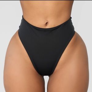 Black high-waisted bikini bottoms